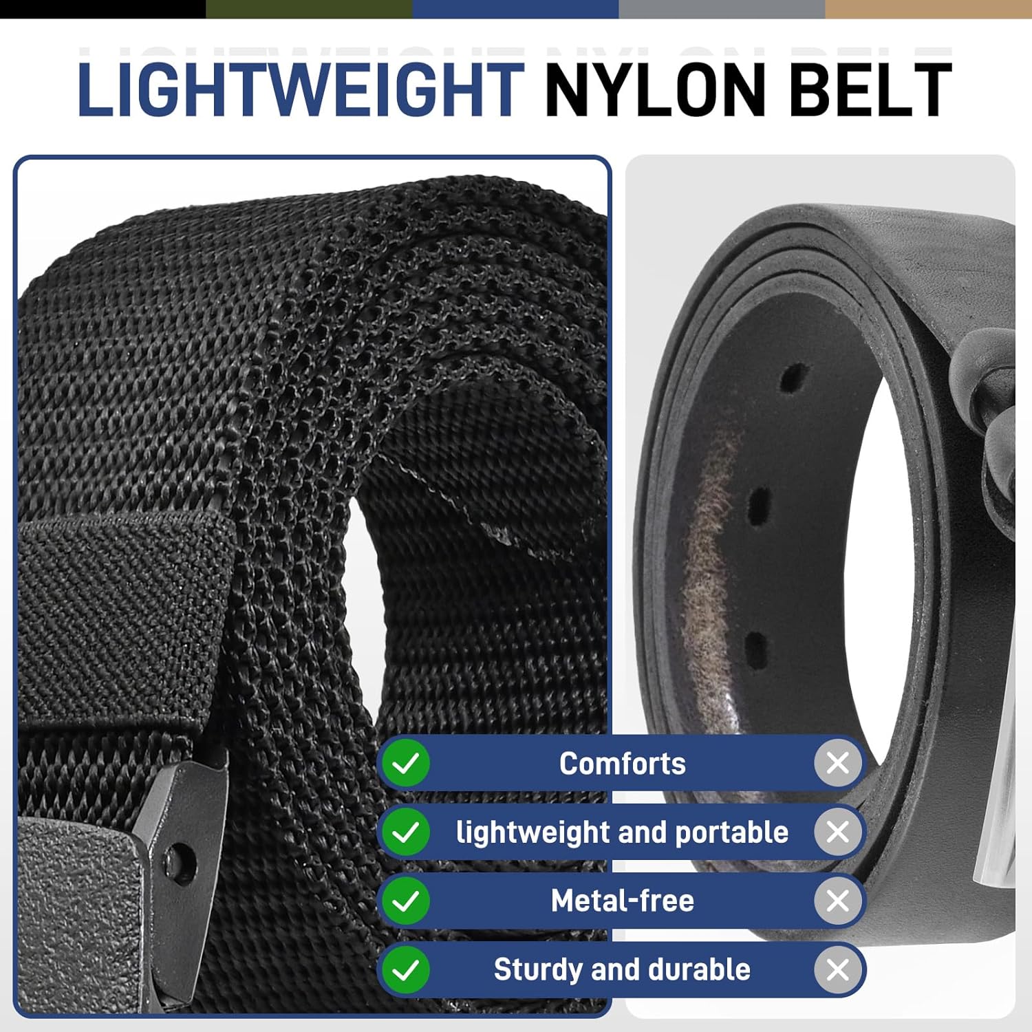 Alternative view of Tactical Men's Nylon Belts,5 Pack Mens Belts Casual，Military Canvas Outdoor Metal-free Belts