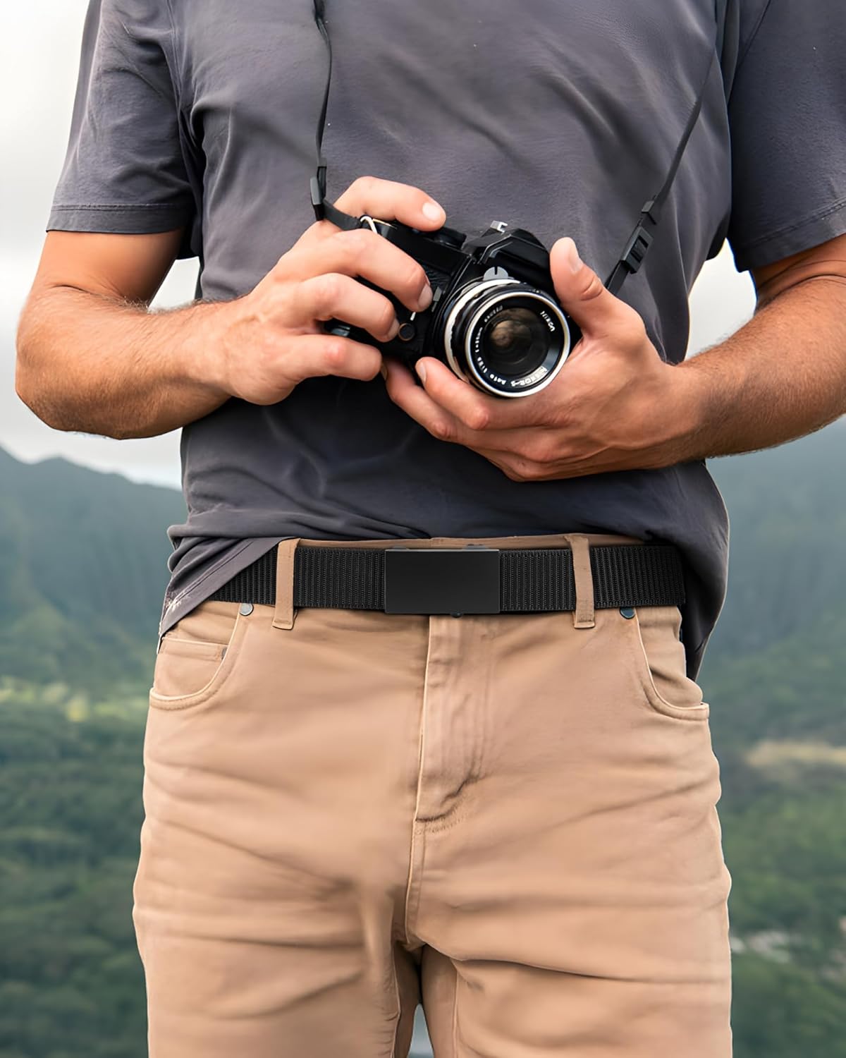 CHAOREN Nylon Ratchet Belts for Men - Adjustable Web Belt - Automatic Slide Buckle for Casual Golf Work