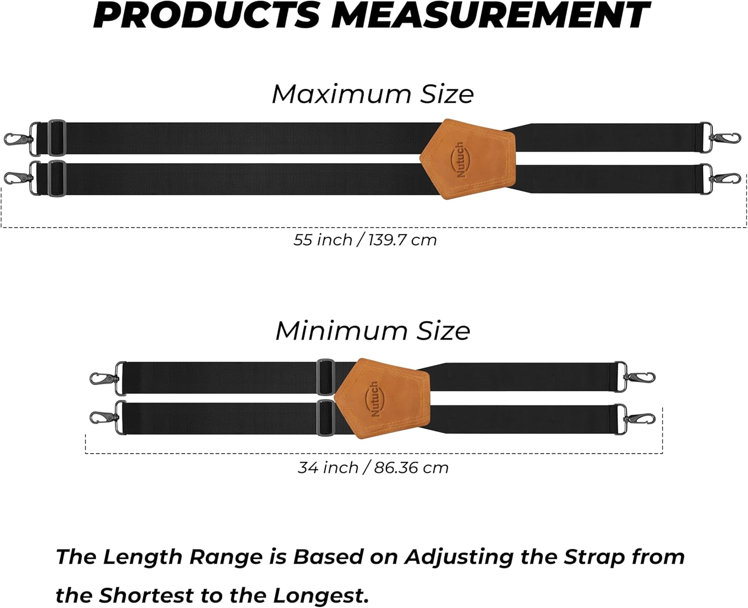 Alternative view of NUTUCH Black Suspender for Men | Heavy Duty adjustable Dress Suspender | Snap Hooks for Belt Loop | Mens Suspenders for Jeans