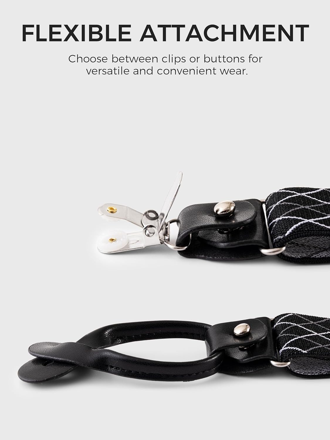 Suspenders for Men with Clip & 6 Buttons 1.4in Y-Shape Stainless Steel