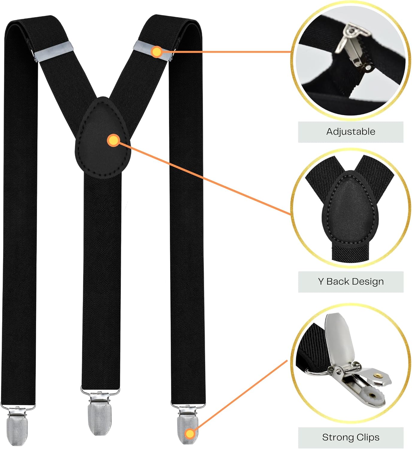 trilece Suspenders for Men - Adjustable Elastic Mens Suspenders with Heavy Duty Strong Clips