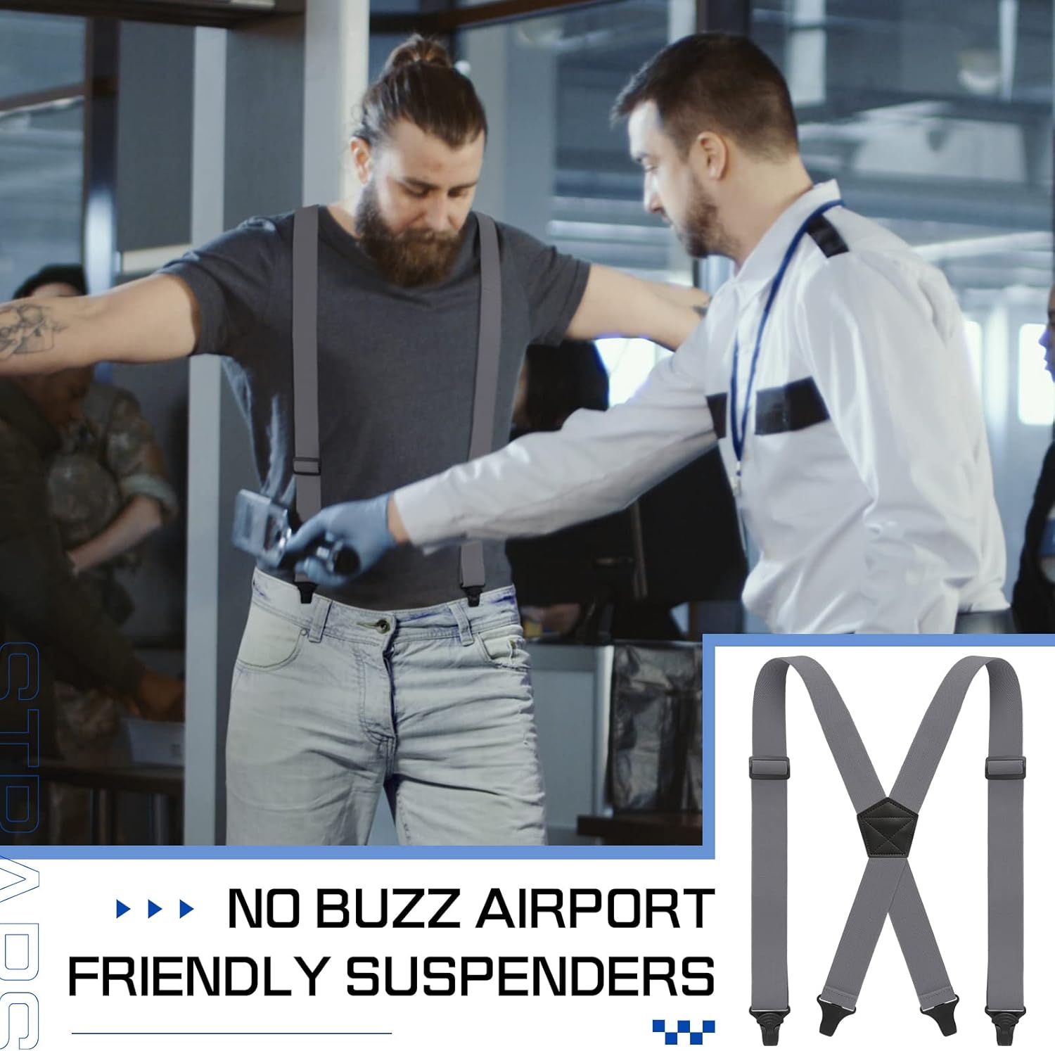 Sintege 4 Pcs X Back Hidden Suspenders Heavy Duty Hiking Suspenders Adjustable Under Clothing Invisible Belt