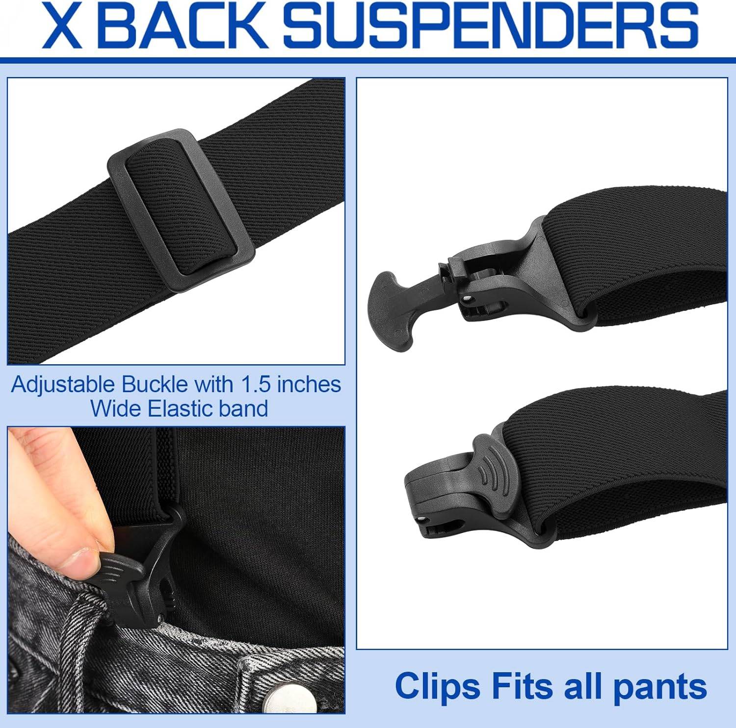 Alternative view of Sintege 4 Pcs X Back Hidden Suspenders Heavy Duty Hiking Suspenders Adjustable Under Clothing Invisible Belt