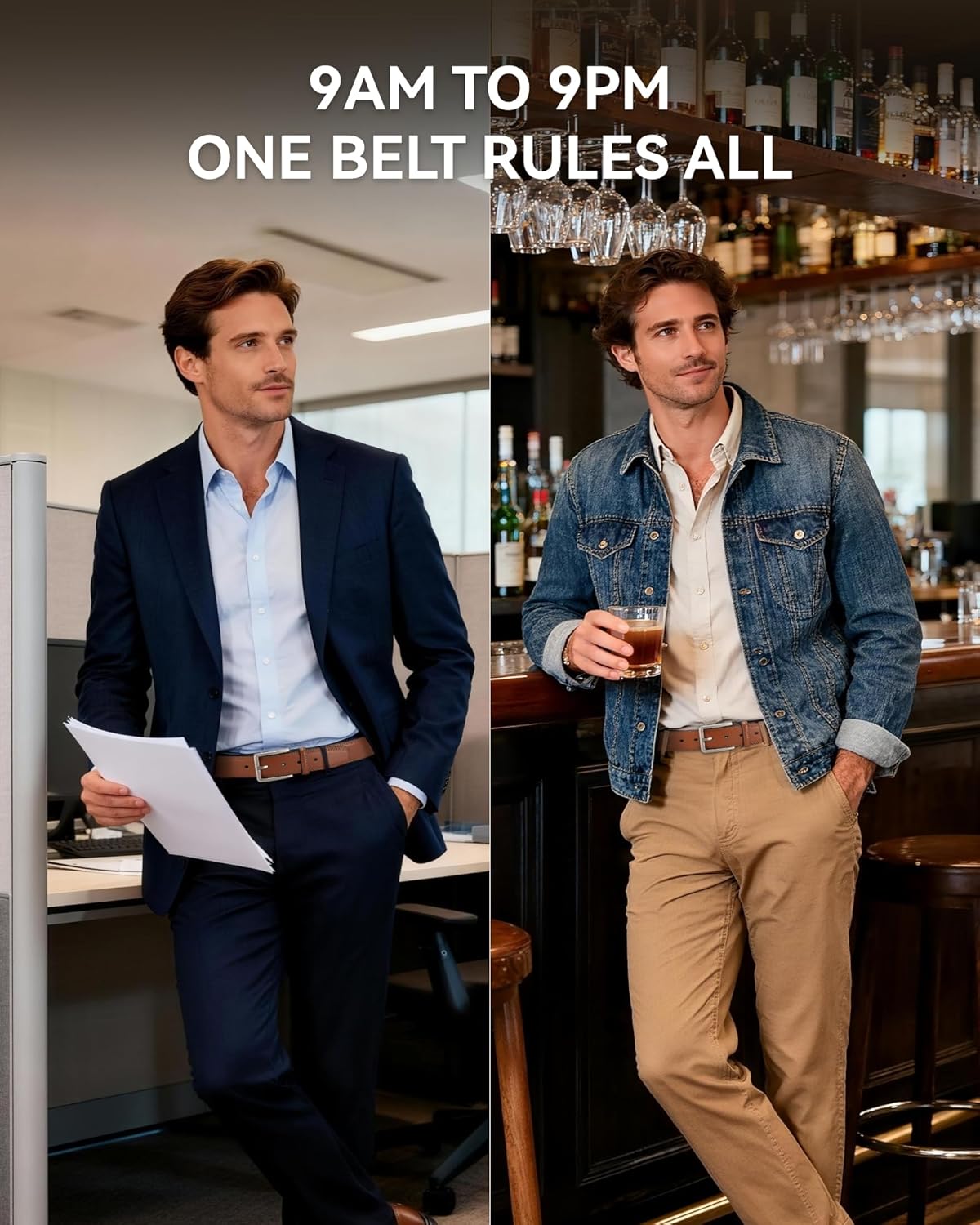 CHAOREN Mens Belt Leather - 1 3/8" Dress Belts for Men - Considerate Gift for Work Business Casual Jeans - Image 3