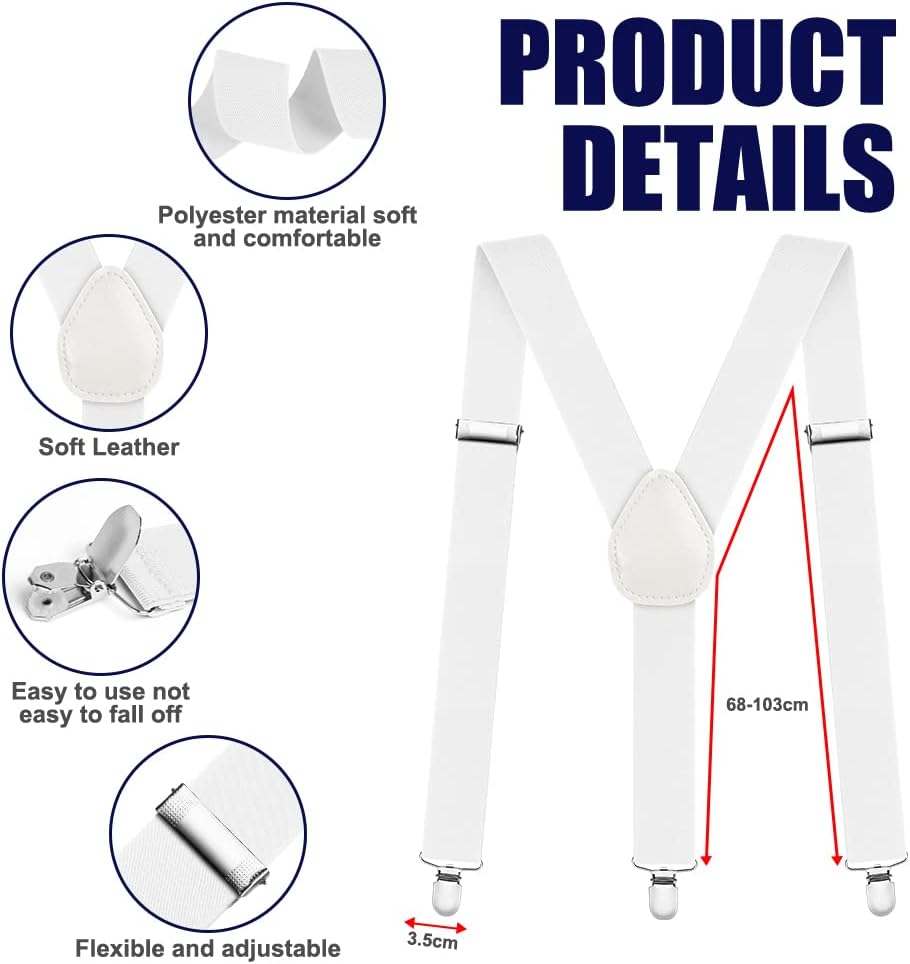AOMIG Men's Braces with Strong Metal Clips, 3.5cm Wide Heavy Duty Suspenders