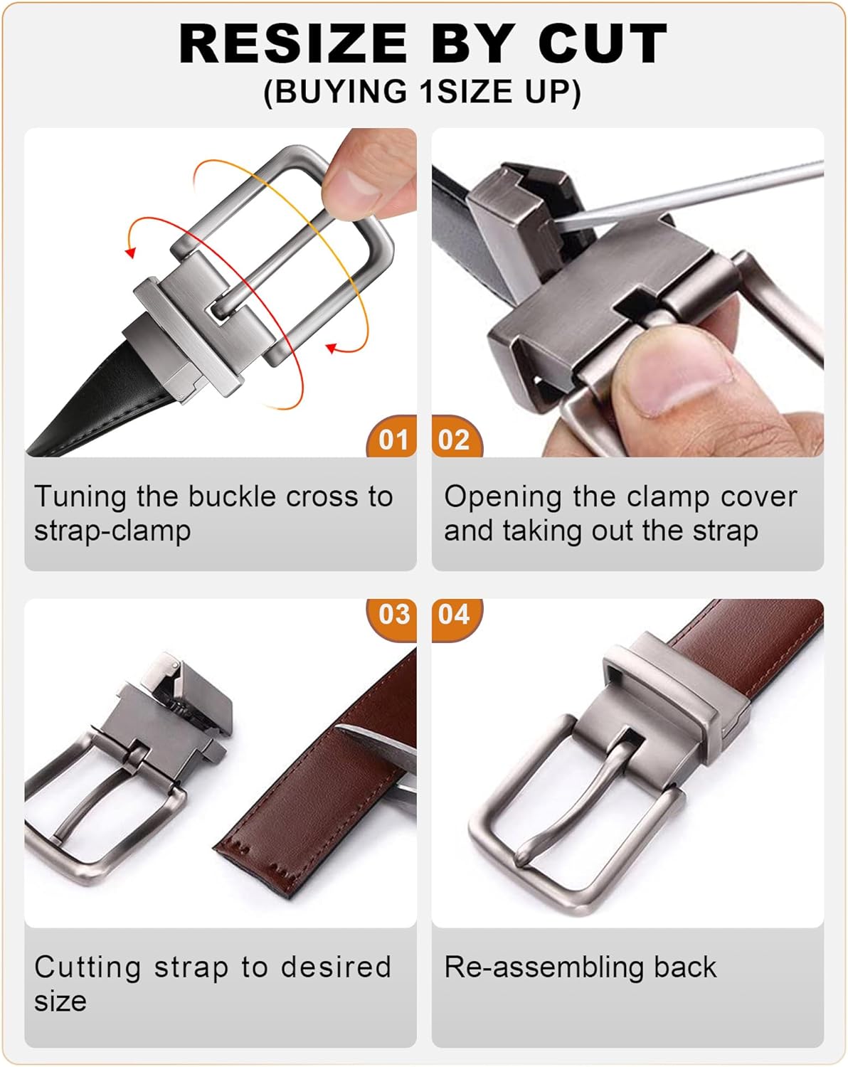 Alternative view of BULLIANT Men's Belt,Reversible Belt Adjustable For Gift Men 1.25u201D-Cut For Fit-2 Sides in 1 Belt(Not 2)