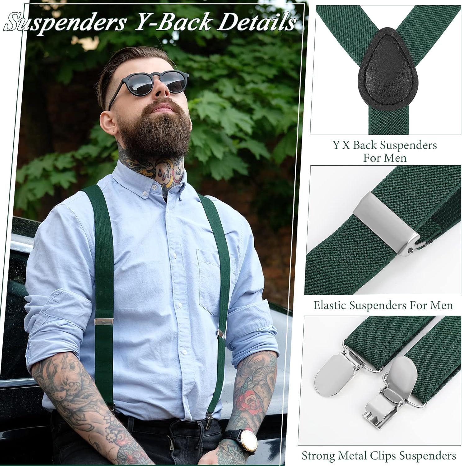 Alternative view of 9 Pieces Y Back Style Unisex Suspenders Adjustable Elastic Suspenders for Men Women Rainbow braces with Clip for Pants