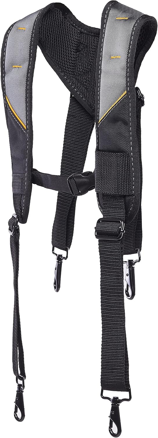 ToughBuilt ClipTech Series – Pro Padded Suspenders, Heavy-Duty Adjustable Work Suspenders Breathable Padding, Durable Buckle Clips, and Reinforced Stitching for Tool Belts Jobsite Comfort (TB-CT-51P)