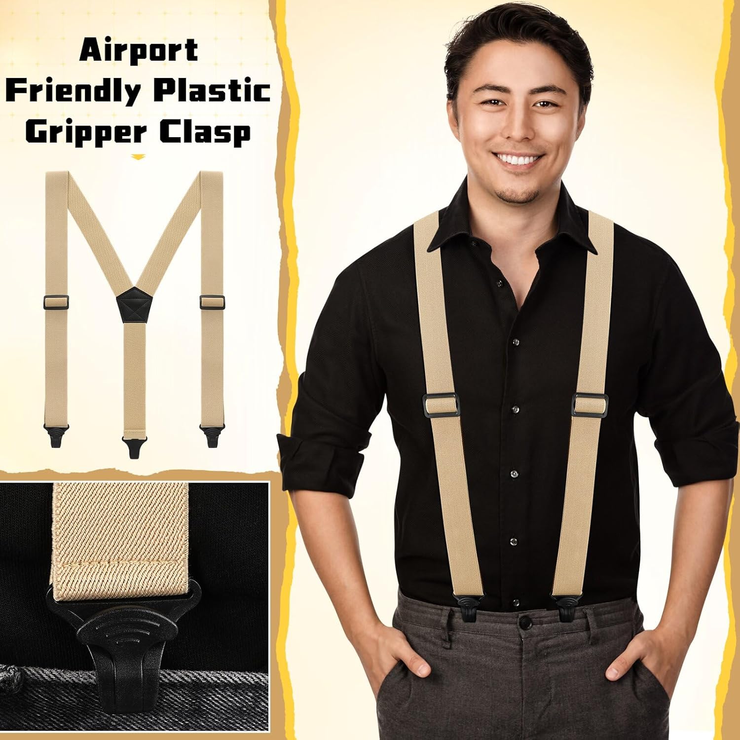 Alternative view of Jiuguva Men's Hidden Undershirt Suspender Men Airport Friendly Straps Y Back Athletic Suspender Heavy Duty for Jeans Shirt