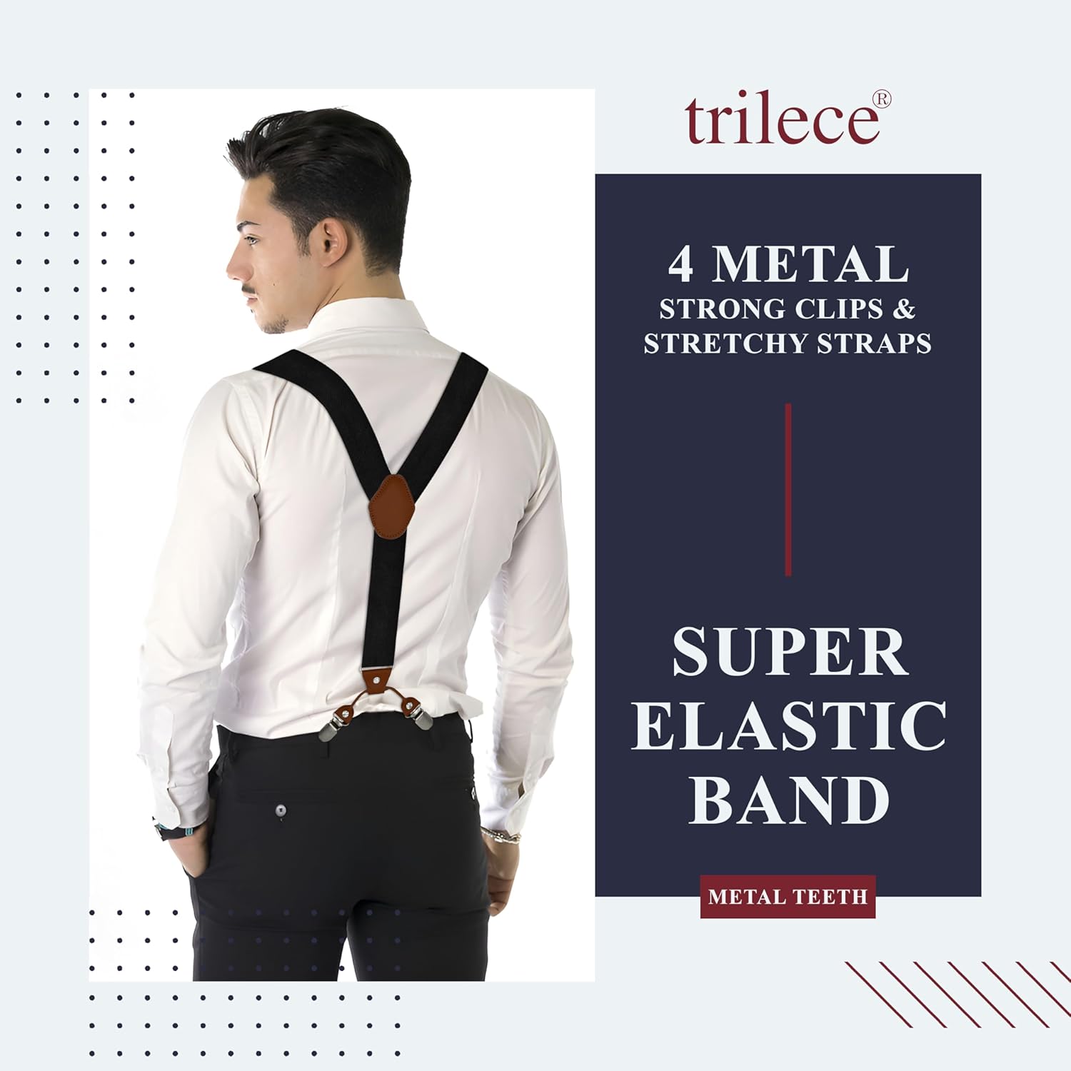 Alternative view of trilece Mens Suspenders Solid Straight Clip Adjustable Y Back Costume Wedding Prom Tuxedo Dress Suspenders