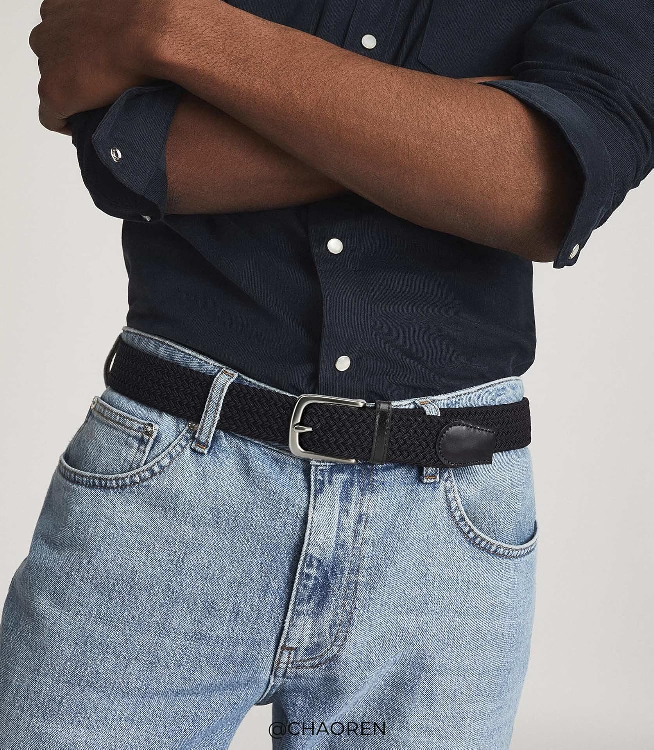 CHAOREN Mens Belt - Braided Stretch Golf Belt for Men 1 3/8"- Gift for Golf Pants Casual Shorts Jeans