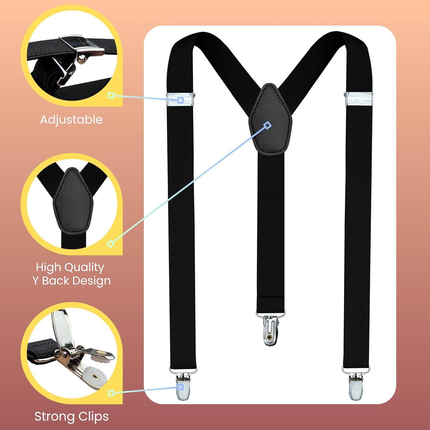 Alternative view of alsat Men's Suspender - Adjustable Y-Back Clip-On Suspenders for Men with Heavy Duty Strong Clips