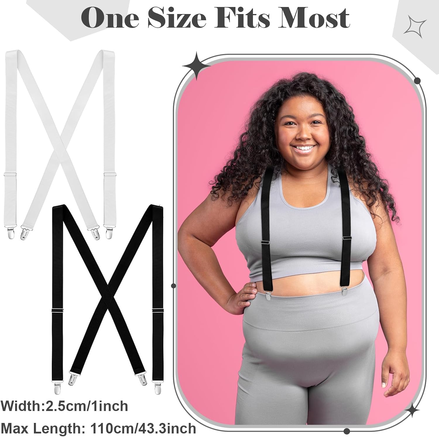 Alternative view of Janmercy 2 Pcs Hidden Suspenders for Women Pants Under Clothes 1" Width Thin X Back Ladies Suspenders for Jeans Undergarment