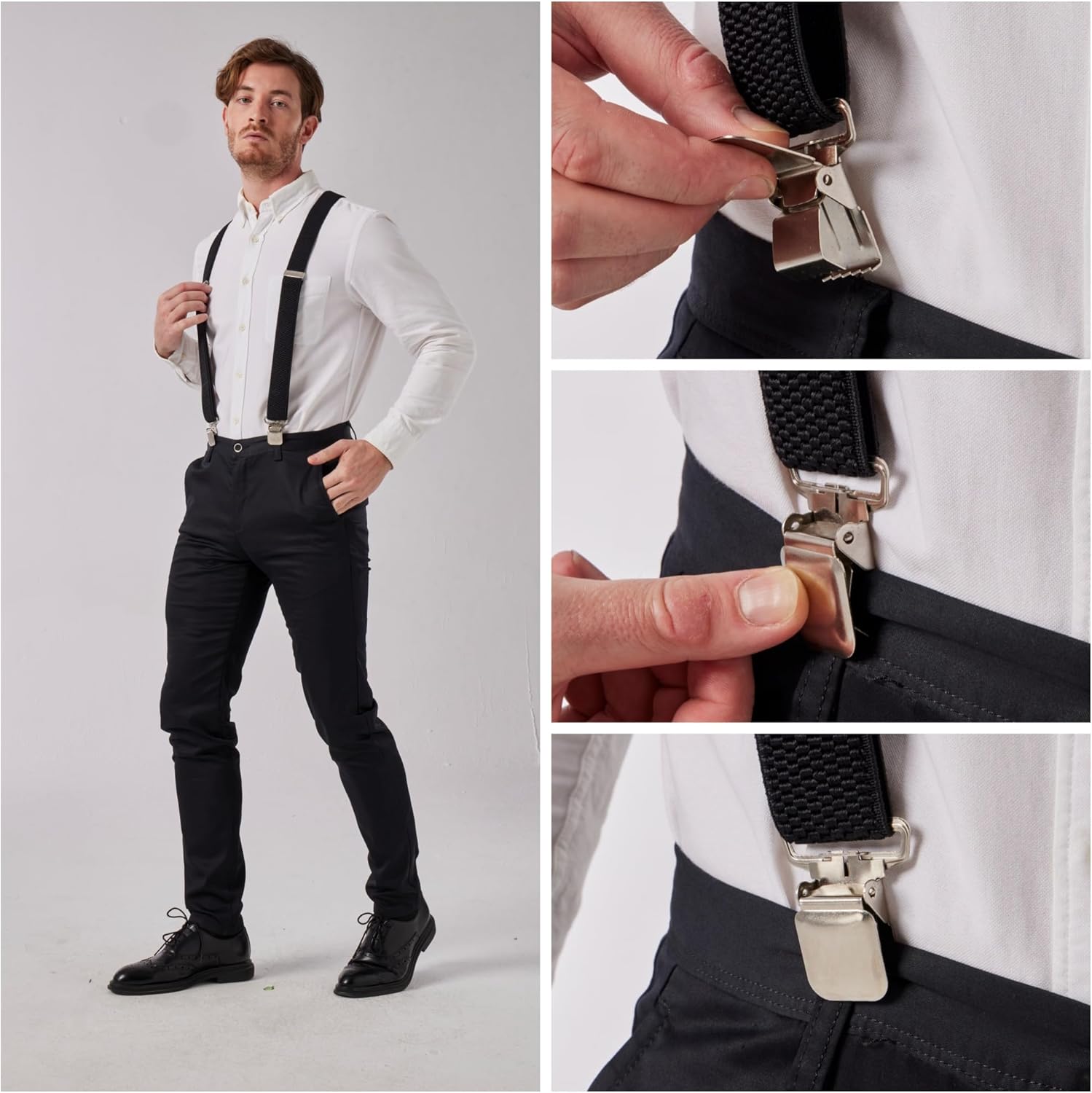 Alternative view of LazarsSpace Heavy-Duty X-Back Suspenders for Men with Four Premium Clips 1 3/8" Elastic Adjustable Straps