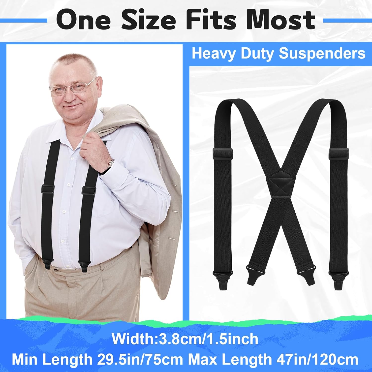 Janmercy X Back Hidden Suspender Heavy Duty Work Airport Friendly Suspenders Under Clothing for Men Women - Image 4