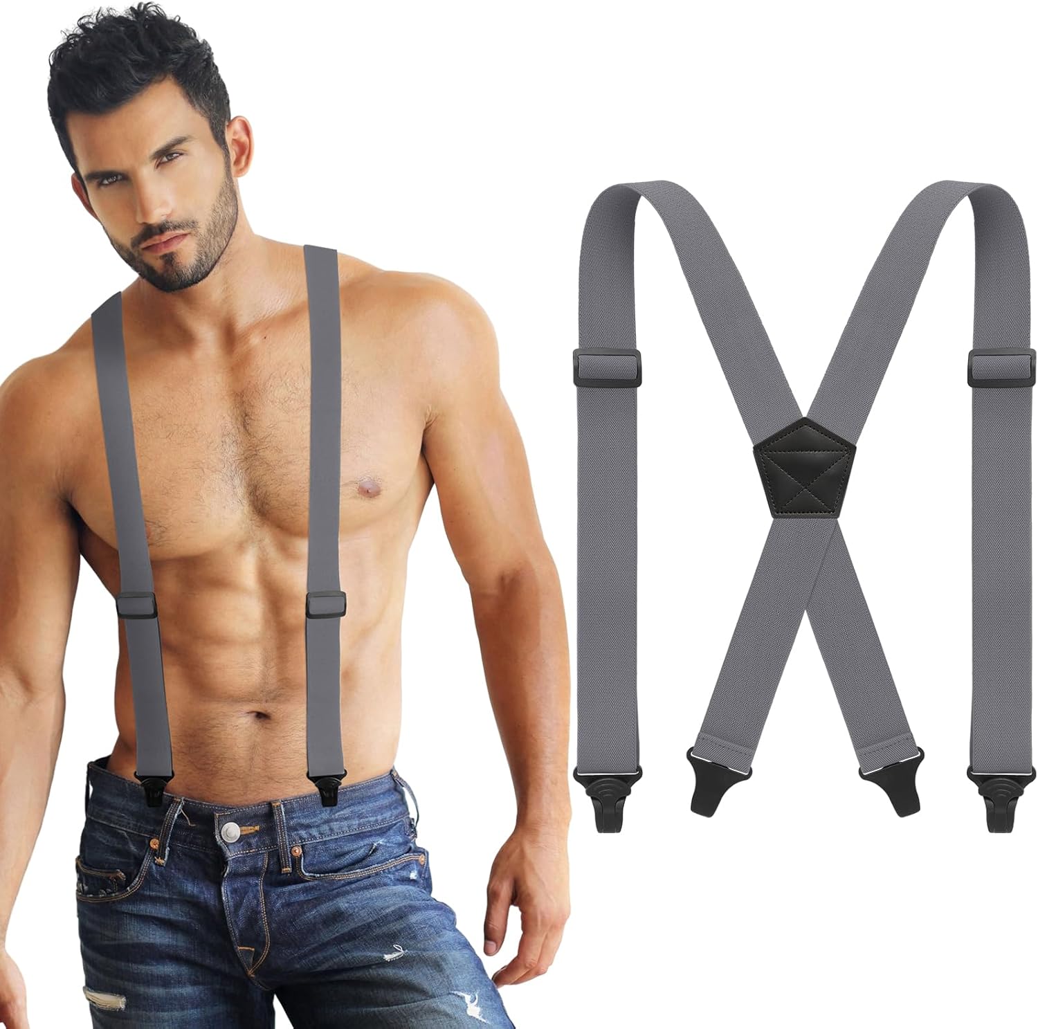 Janmercy X Back Hidden Suspender Heavy Duty Work Airport Friendly Suspenders Under Clothing for Men Women - Image 5