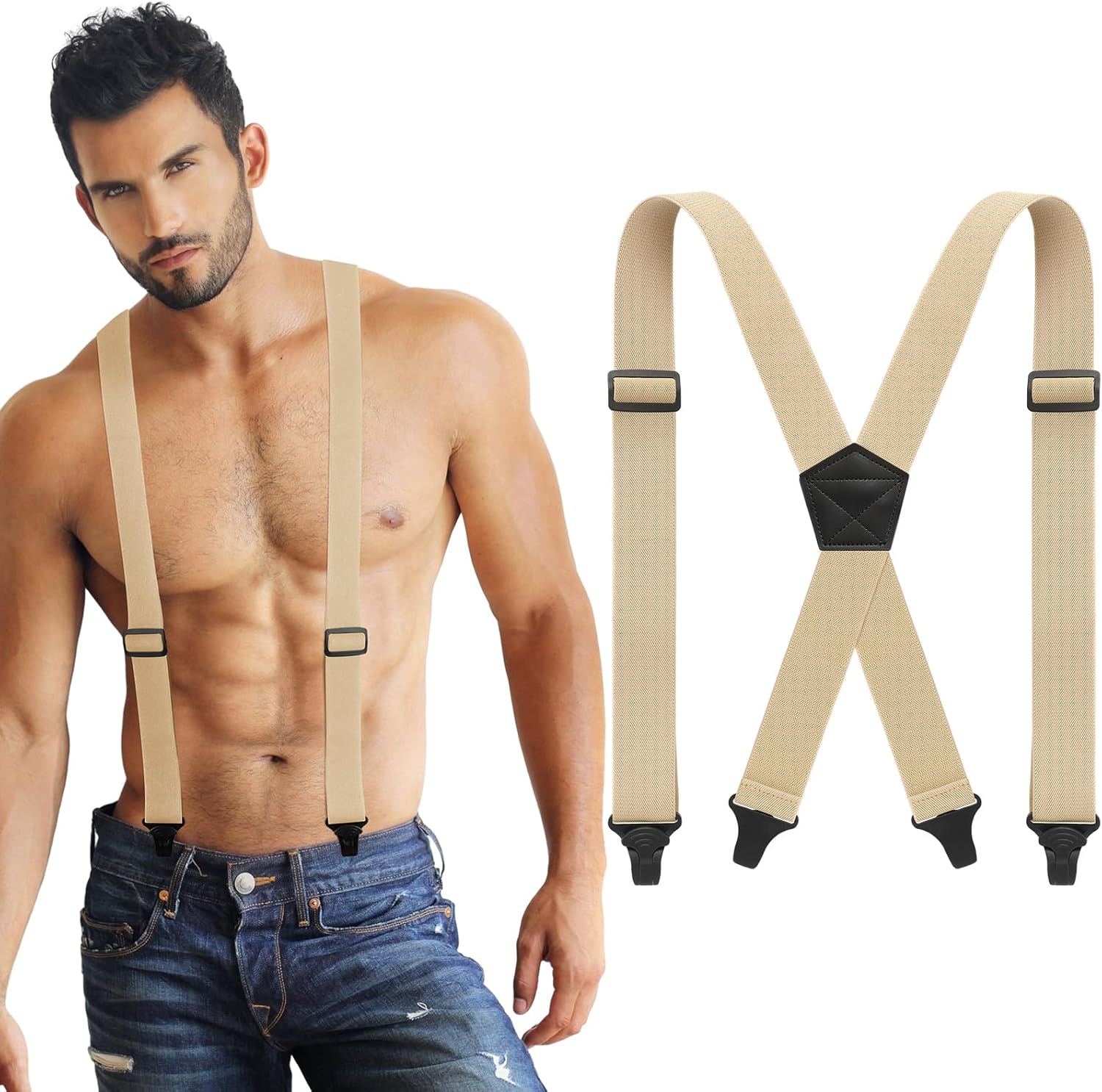 Janmercy X Back Hidden Suspender Heavy Duty Work Airport Friendly Suspenders Under Clothing for Men Women - Image 6
