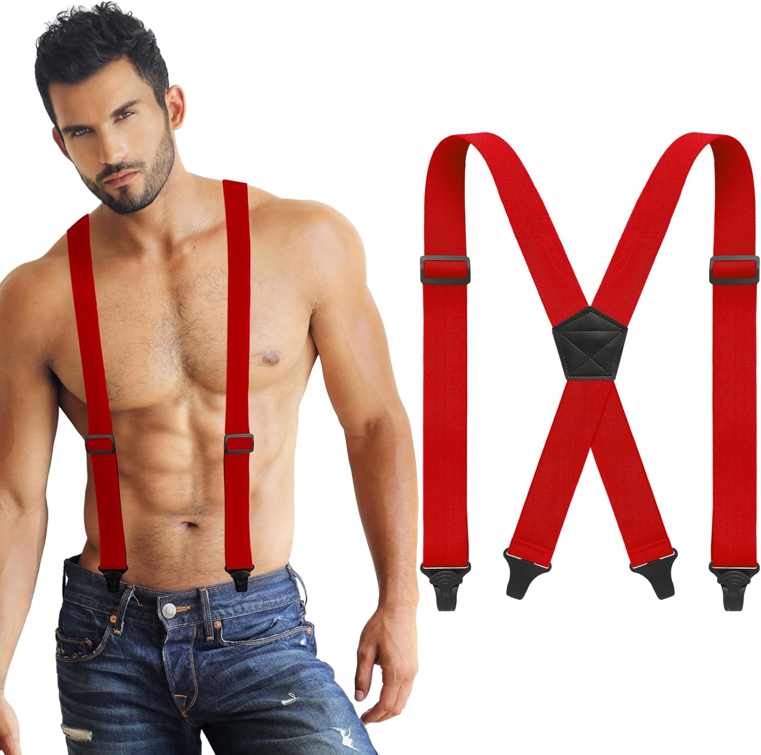 Janmercy X Back Hidden Suspender Heavy Duty Work Airport Friendly Suspenders Under Clothing for Men Women - Image 7