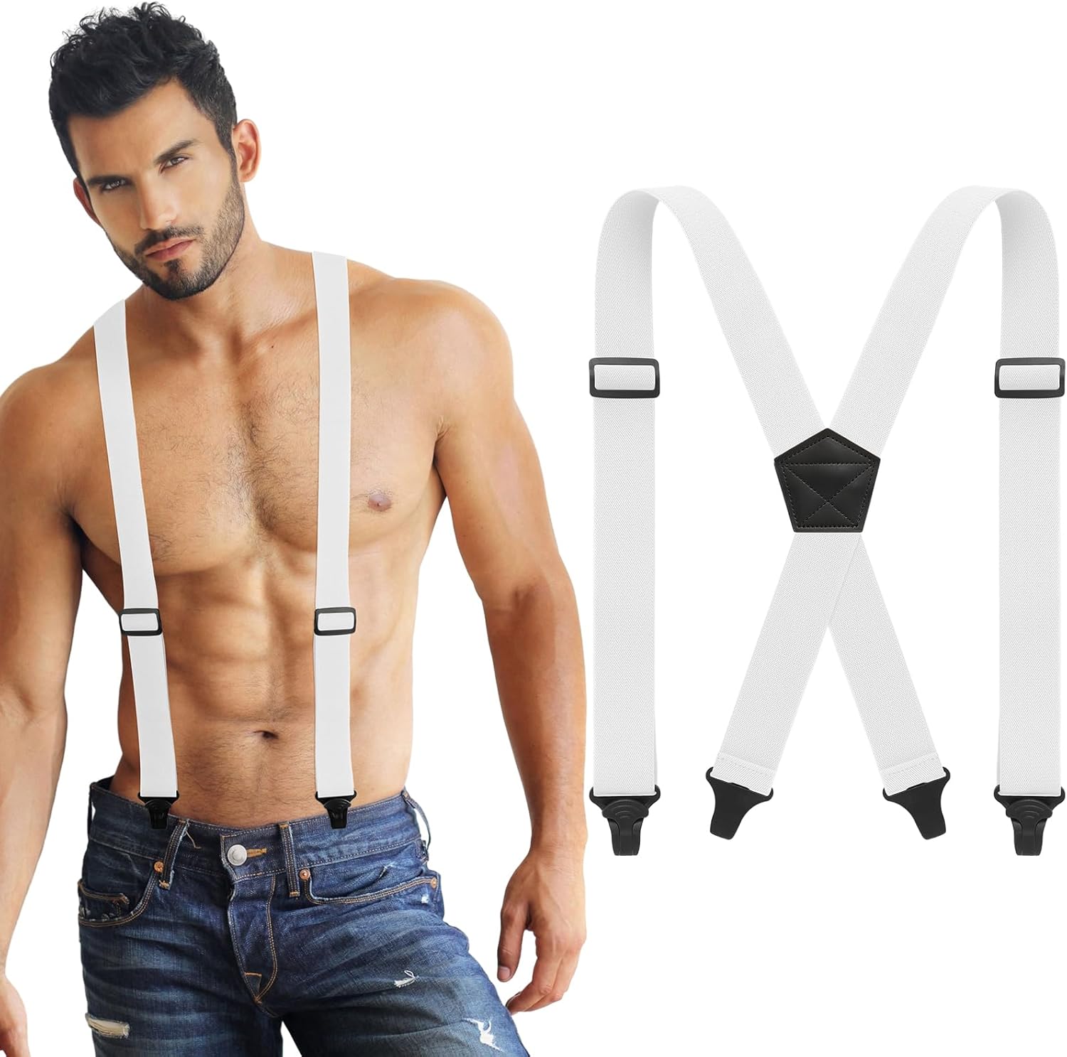 Janmercy X Back Hidden Suspender Heavy Duty Work Airport Friendly Suspenders Under Clothing for Men Women - Image 8