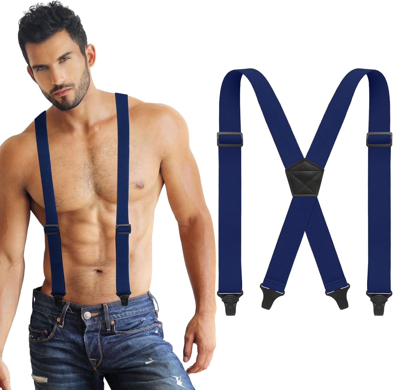 Janmercy X Back Hidden Suspender Heavy Duty Work Airport Friendly Suspenders Under Clothing for Men Women - Image 9