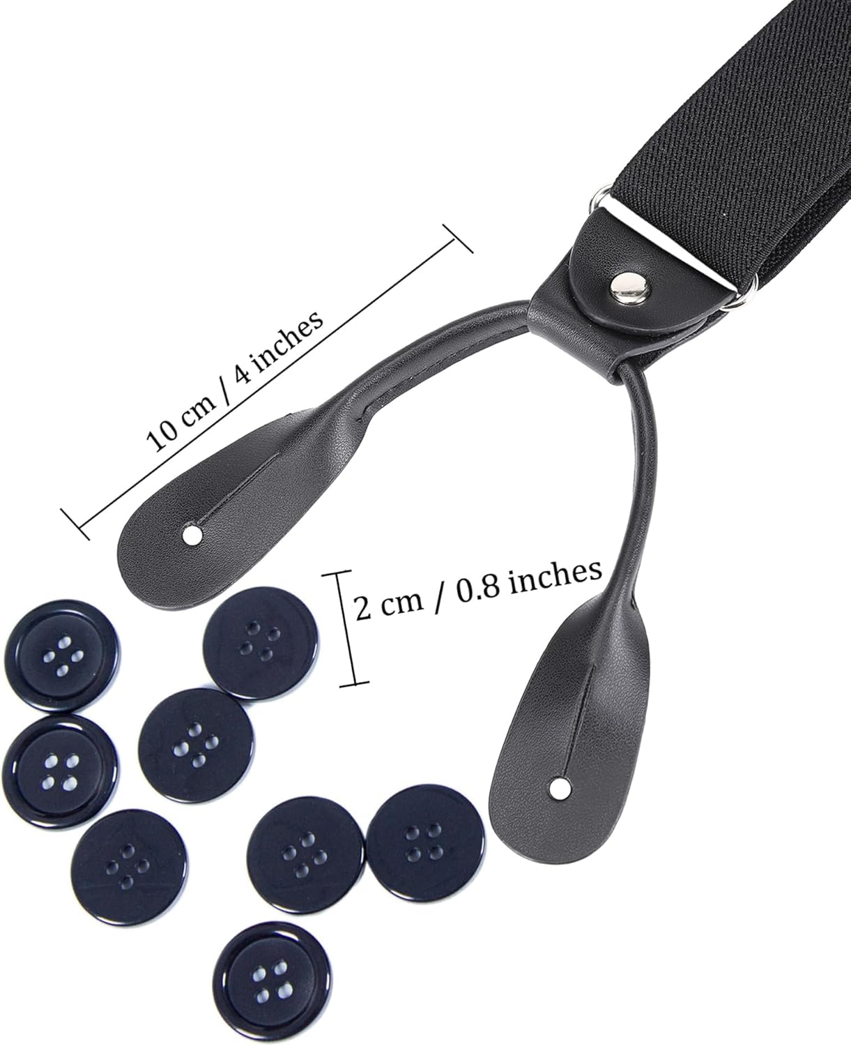 Alternative view of Kajeer Men Button Suspenders Adjustable, Heavy Duty Y-Back Elastic Tuxedo Elastic Mens Suspenders with Leather Buttons End