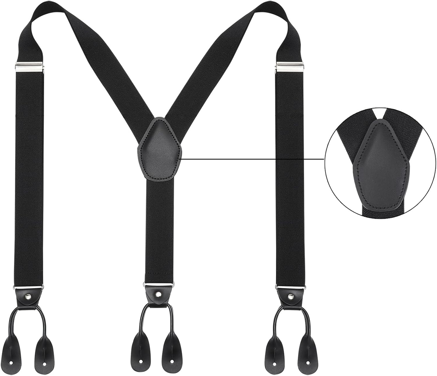 Kajeer Men Button Suspenders Adjustable, Heavy Duty Y-Back Elastic Tuxedo Elastic Mens Suspenders with Leather Buttons End