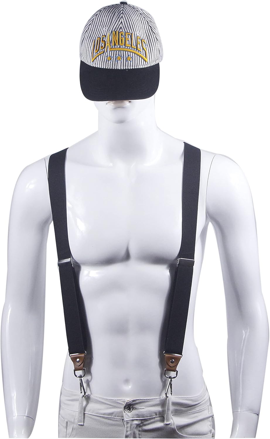 Alternative view of Doloise Mens Suspenders with 3 Swivel Hooks Belt Loops 1.4 Inch Wide Heavy Duty Adjustable Braces