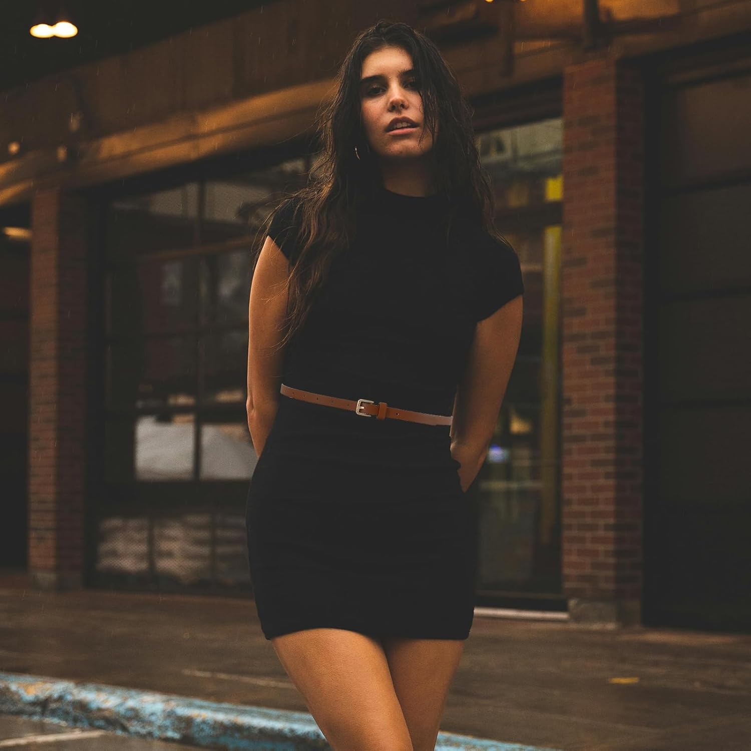 Alternative view of HOTWILL 4 Pack Women Skinny Belts for Jeans Dress Thin Waist Belt for Ladies with Gold Buckle 0.55" Width