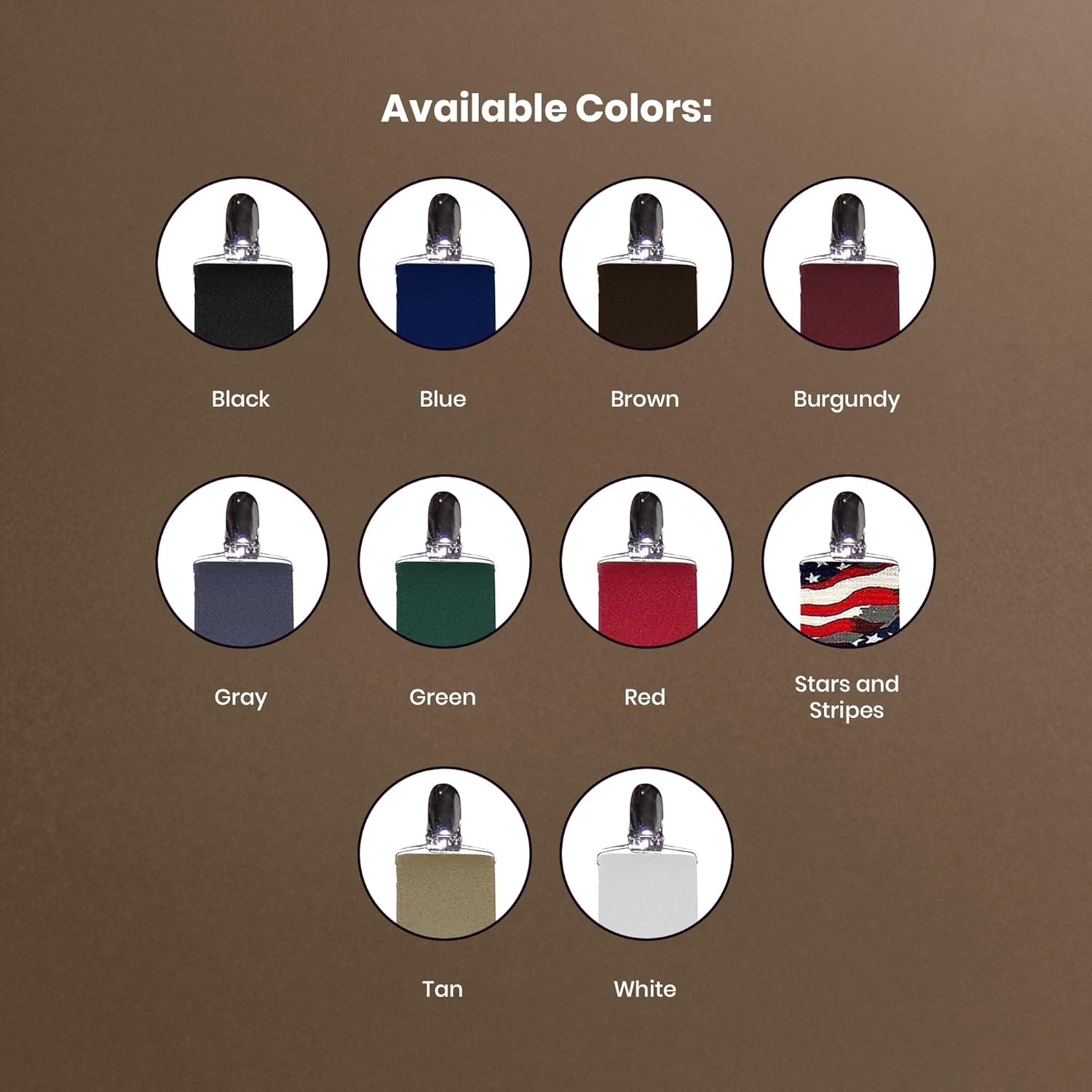 Alternative view of 1 1/2" Wide Classic Series Holdups Suspenders for Men in X-back style w/USA Patented No-slip® Silver Clips