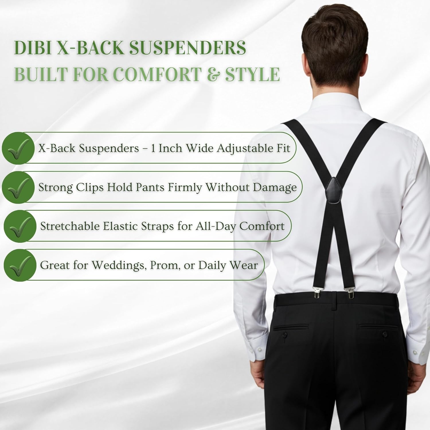 Alternative view of Dibi Suspenders for Men - Adjustable X back Suspender with 4 Strong Clips