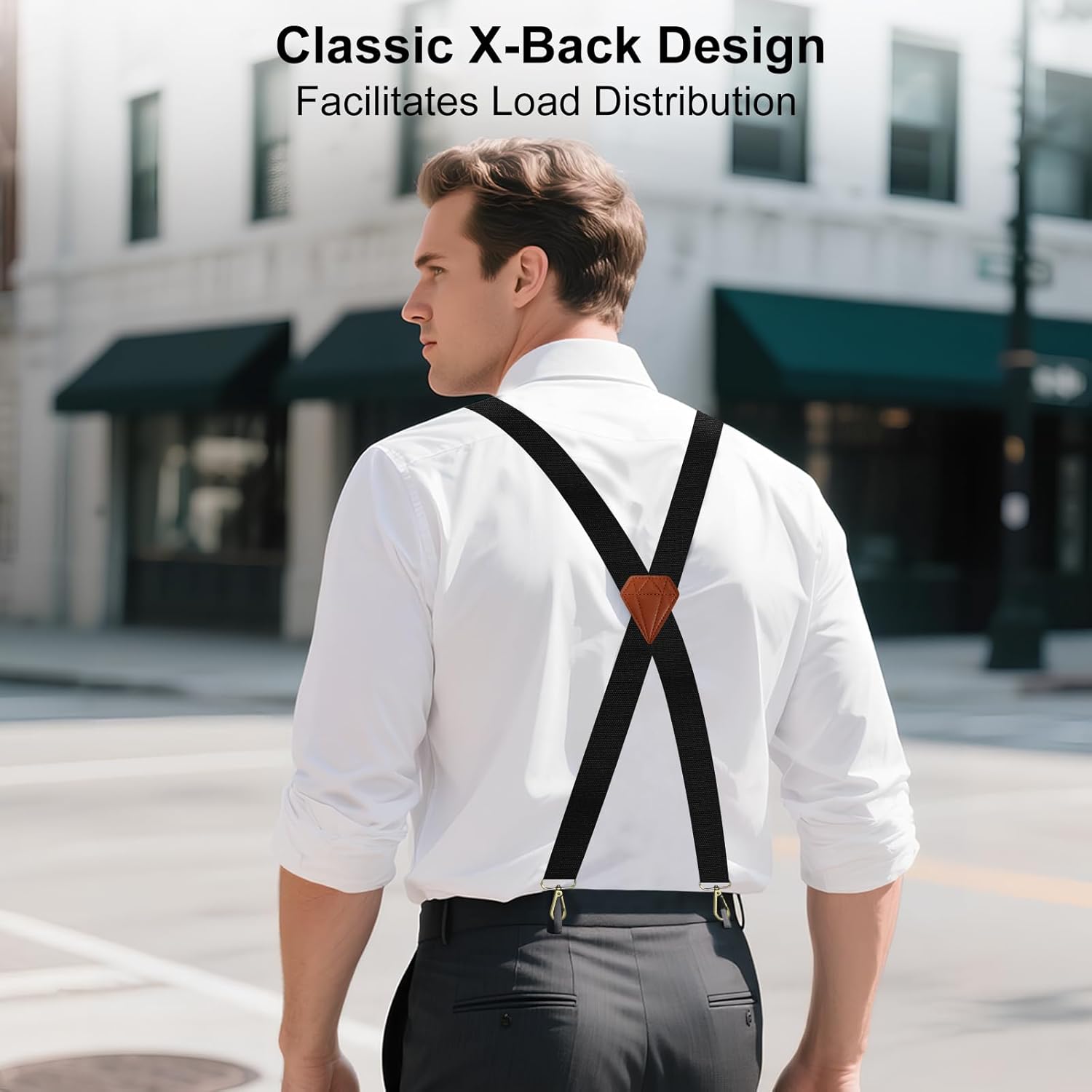 Alternative view of Suspenders for Men Heavy Duty Elastic, 1.5 Inches Mens Suspenders for Jeans, Adjustable Work X-Back Men's Suspender for Dress Pants