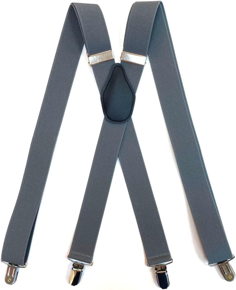 Alternative view of SUITUA X Suspenders Men's 1 ¼" Wide Classic X-Back Suspenders - Adjustable Length to Fit All, Plain Colors