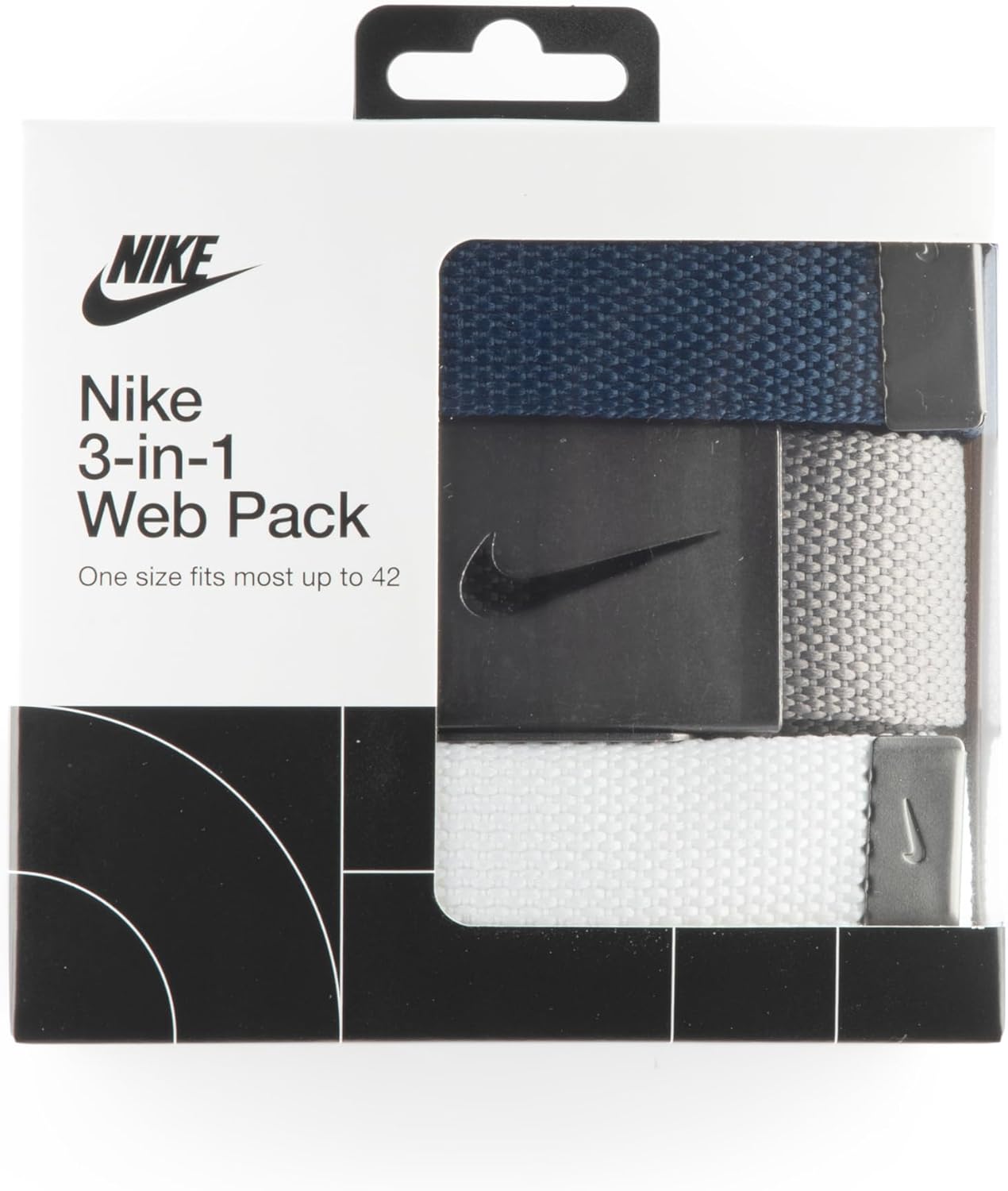 Alternative view of Nike Men's 3 Pack Golf Web Belt, White/Gray/Navy, One Size