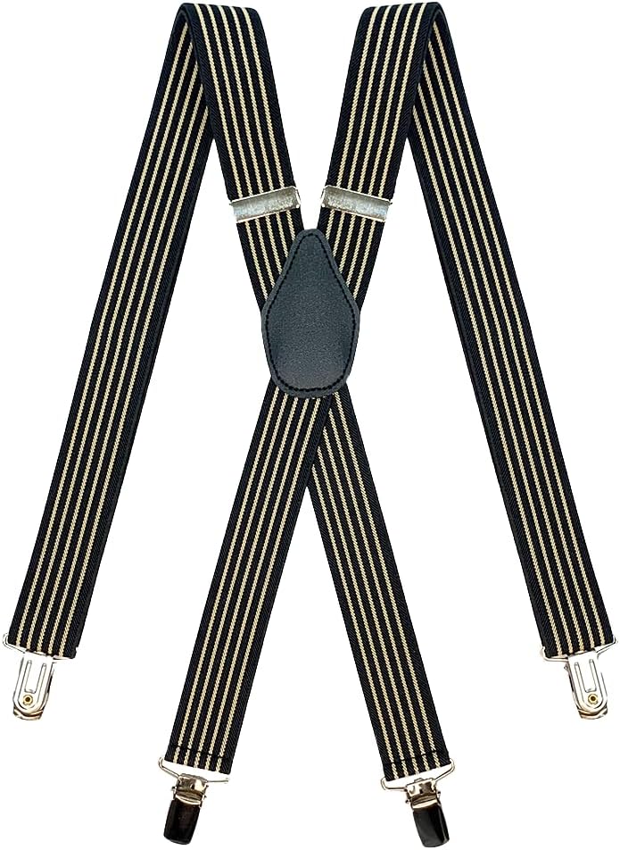 SUITUA X Suspenders Men's 1 ¼" Wide Classic X-Back Suspenders - Adjustable Length to Fit All, Plain Colors - Image 3