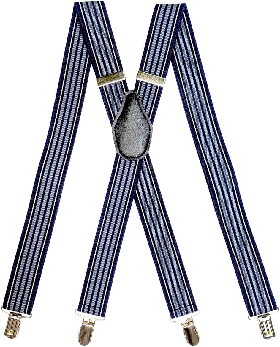 SUITUA X Suspenders Men's 1 ¼" Wide Classic X-Back Suspenders - Adjustable Length to Fit All, Plain Colors - Image 4