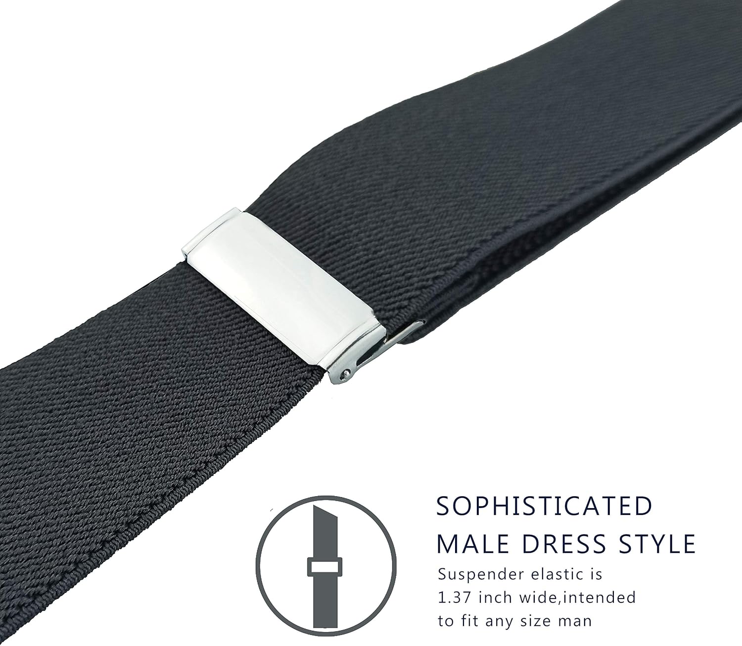 Vauhse Suspenders for Men, Adjustable Suspenders with Elastic Straps Y-Back Construction Heavy Duty for Work