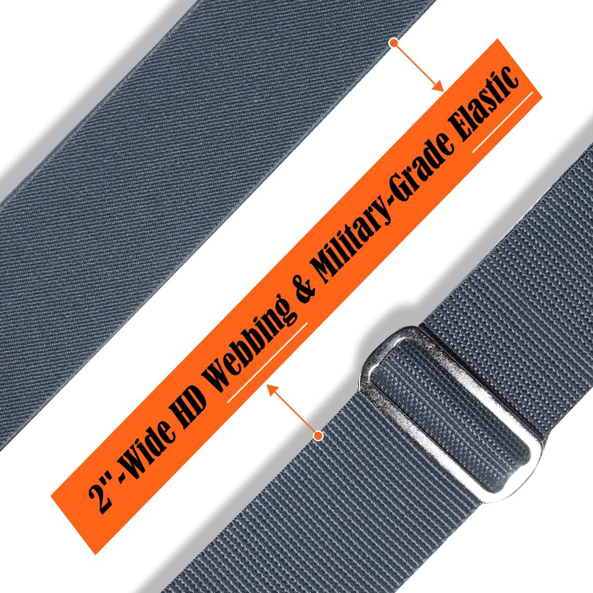 WELKINLAND 2-Inch Gray Suspenders for Men, Heavy Duty Work Suspenders for Men, Rugged-Hook Belt Loop Suspenders, Comfy Wide Suspender for Pants, Men's Suspender for Jeans - Image 5