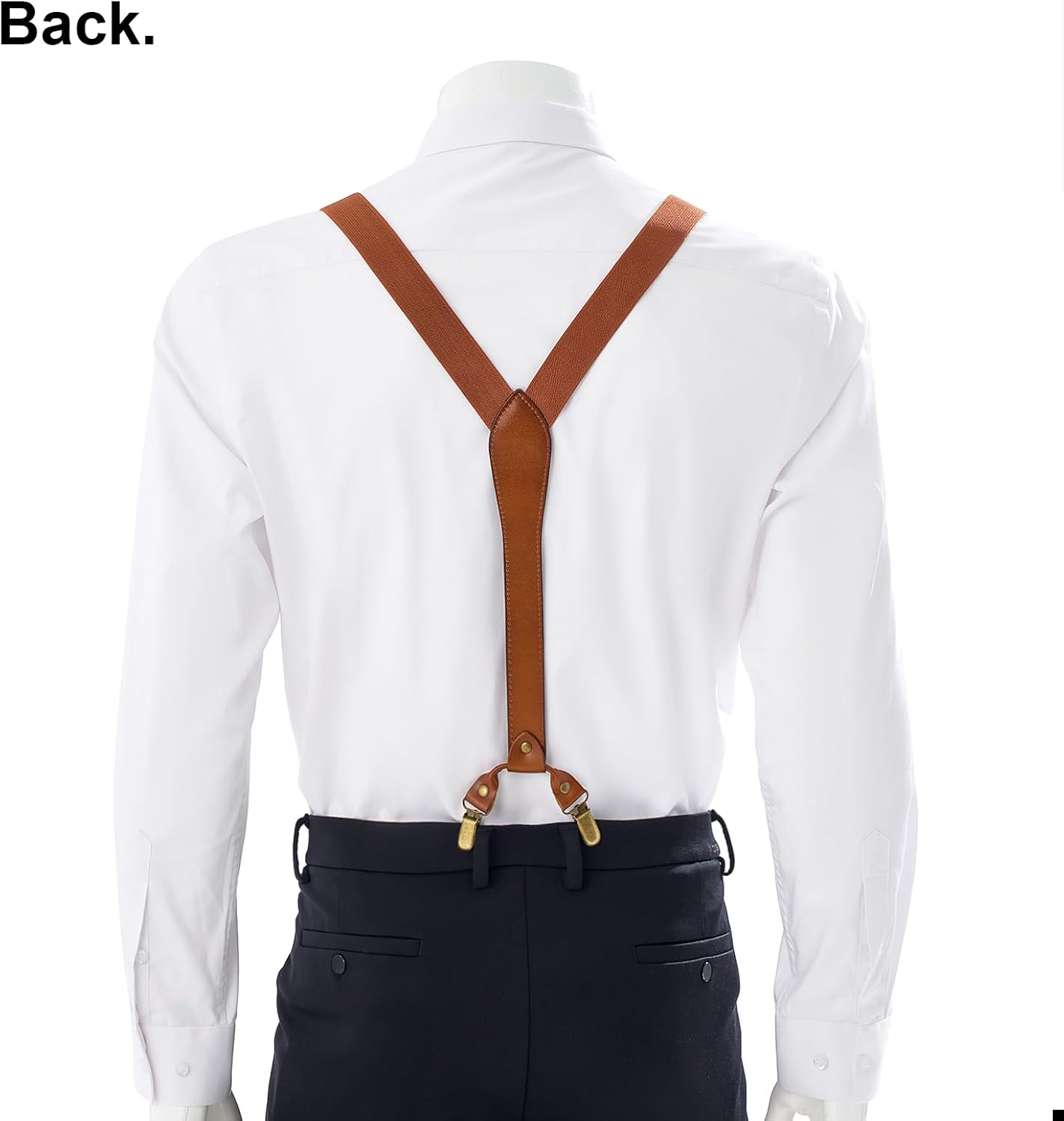 Alternative view of UPSONG Men's Y-Back 4 Metal Clip Elastic Suspenders Vintage Brown Braces Perfect For Both Casual&Formal
