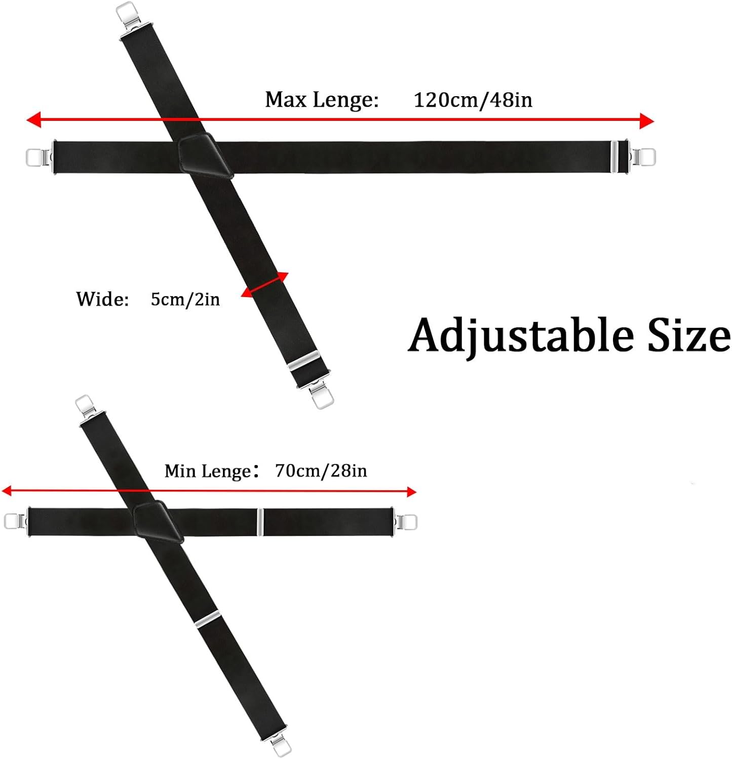 Men's Suspenders Heavy Duty Suspenders for Men Braces 2 inch Wide Clips High Elastic X Style Adjustable Work Suspenders - Image 6