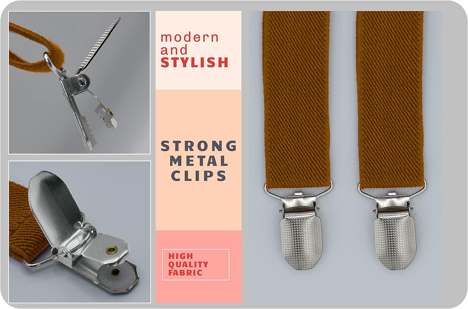 Dibi Suspenders for Men - Adjustable X back Suspender with 4 Strong Clips