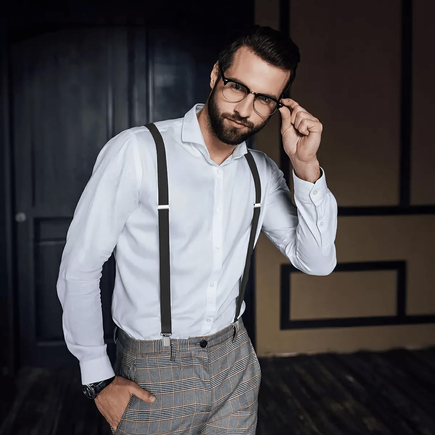 WOXVM Mens Suspenders Adjustable Braces with 4 Strong Metal Clips Elastic X Back Heavy Duty Suspender for Men and Women - Image 6