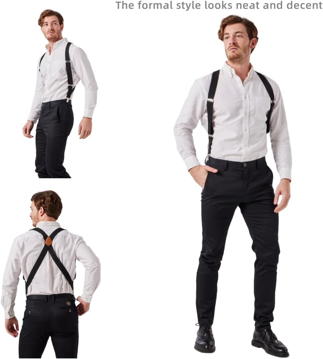 Alternative view of LazarsSpace 2 Clips Men's Suspenders X-Back Clip-On Elastic Braces for Formal and Casual Wear