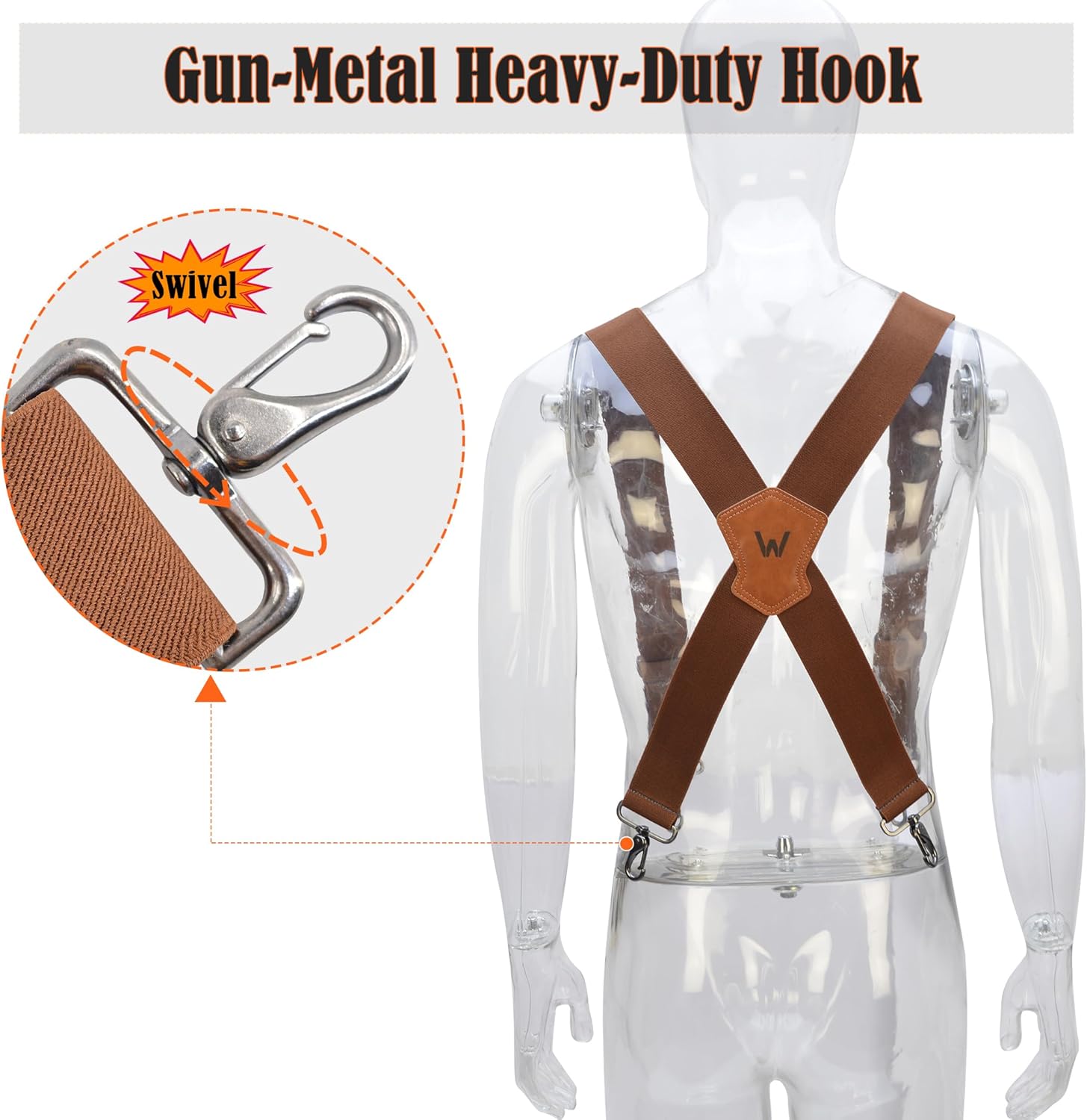 Alternative view of WELKINLAND Heavy-Duty 2Inch-Wide Full-Elastic Work Suspender For Jeans