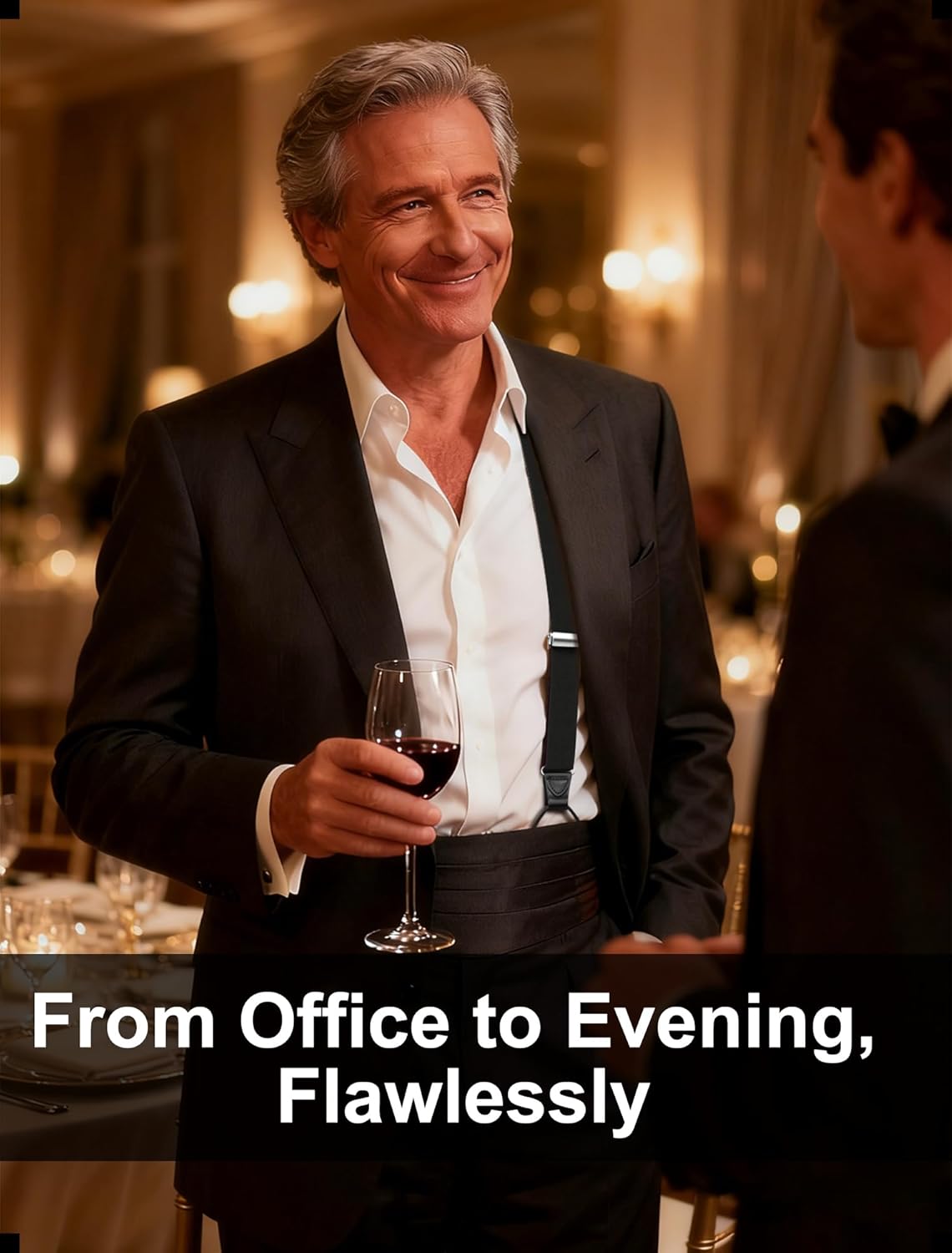 Flexibond Mens Suspenders for Dress Pants: Y-Back Button Adjustable - Elastic Support for Reliability in Business & Wedding - Image 4