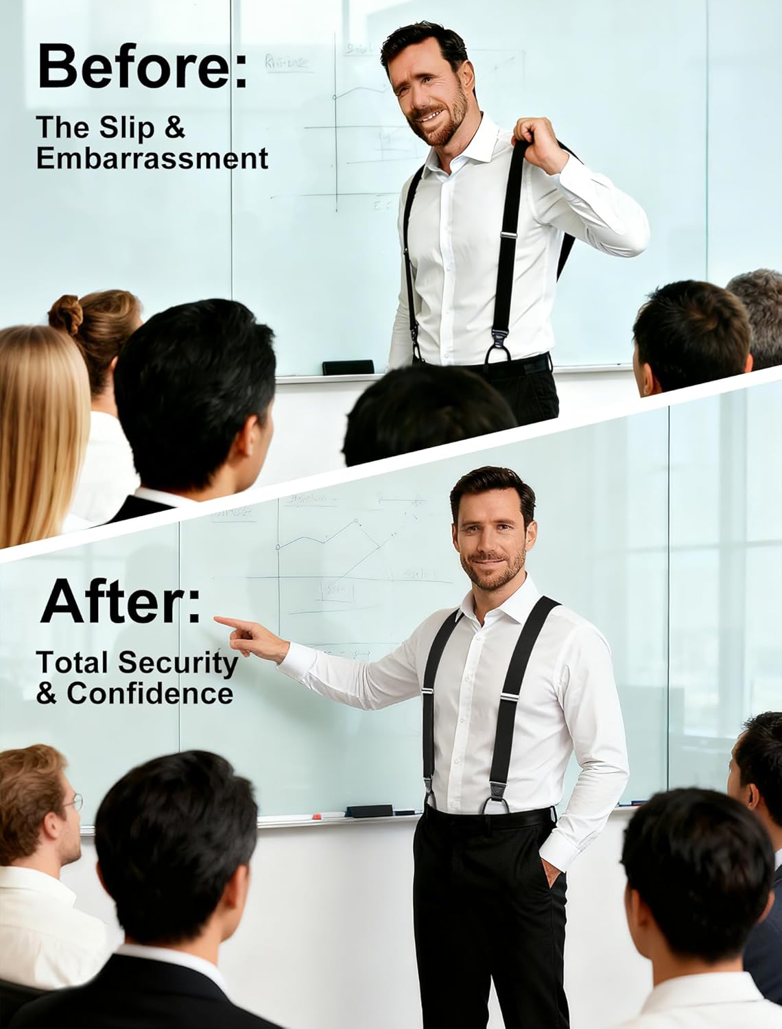 Flexibond Mens Suspenders for Dress Pants: Y-Back Button Adjustable - Elastic Support for Reliability in Business & Wedding - Image 5