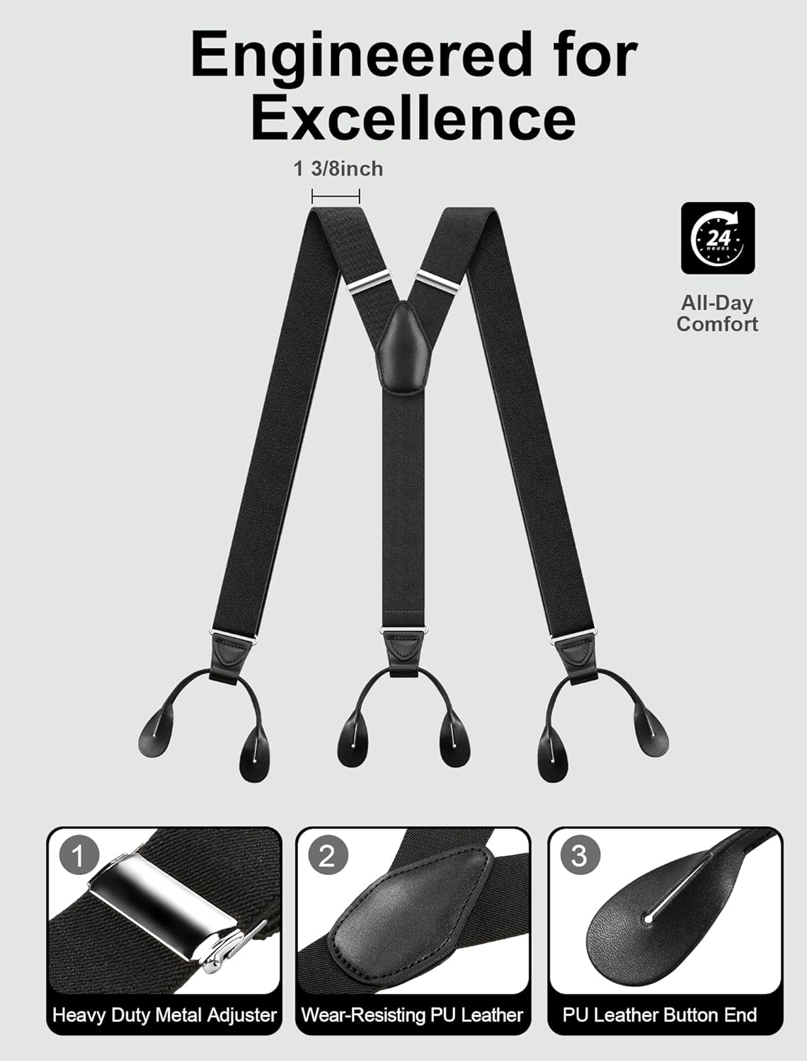 Flexibond Mens Suspenders for Dress Pants: Y-Back Button Adjustable - Elastic Support for Reliability in Business & Wedding - Image 6