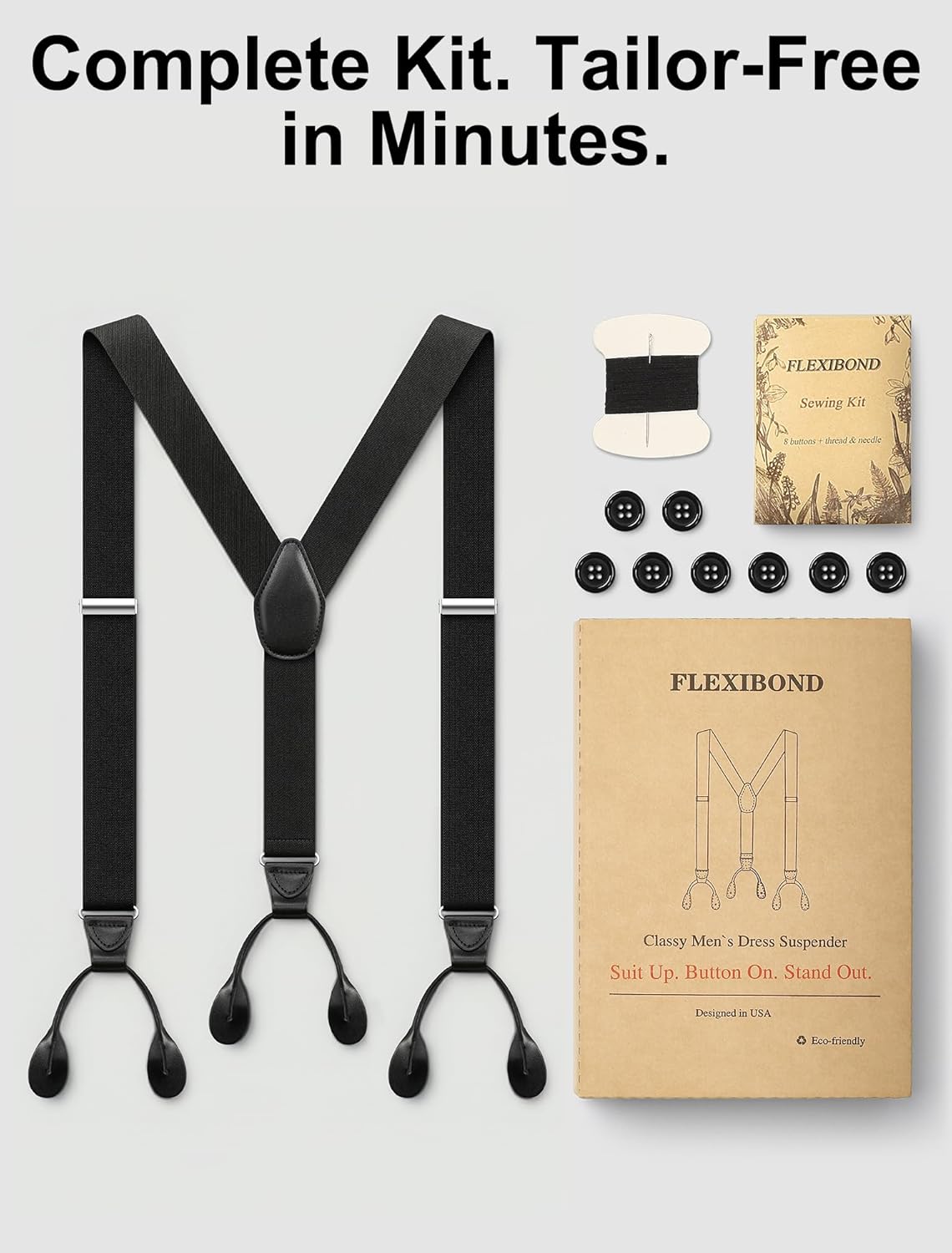 Flexibond Mens Suspenders for Dress Pants: Y-Back Button Adjustable - Elastic Support for Reliability in Business & Wedding - Image 7