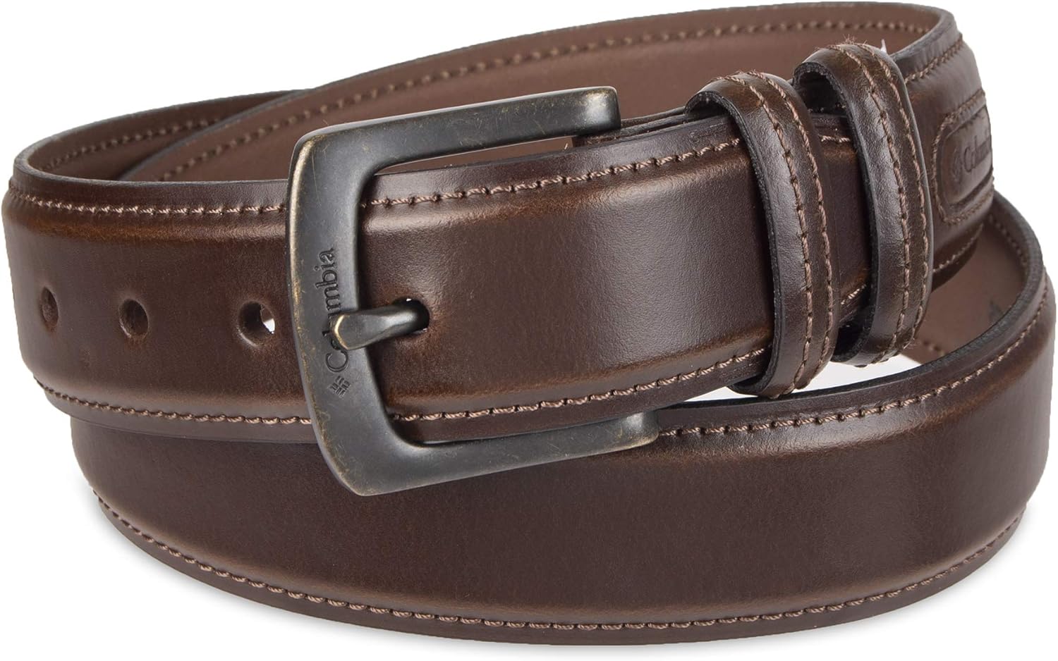 Columbia Men's Leather Classic Brown & Tan Casual Belt for Jeans, Khakis, Chinos