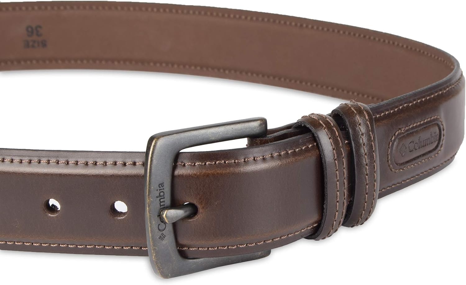 Alternative view of Columbia Men's Leather Classic Brown & Tan Casual Belt for Jeans, Khakis, Chinos