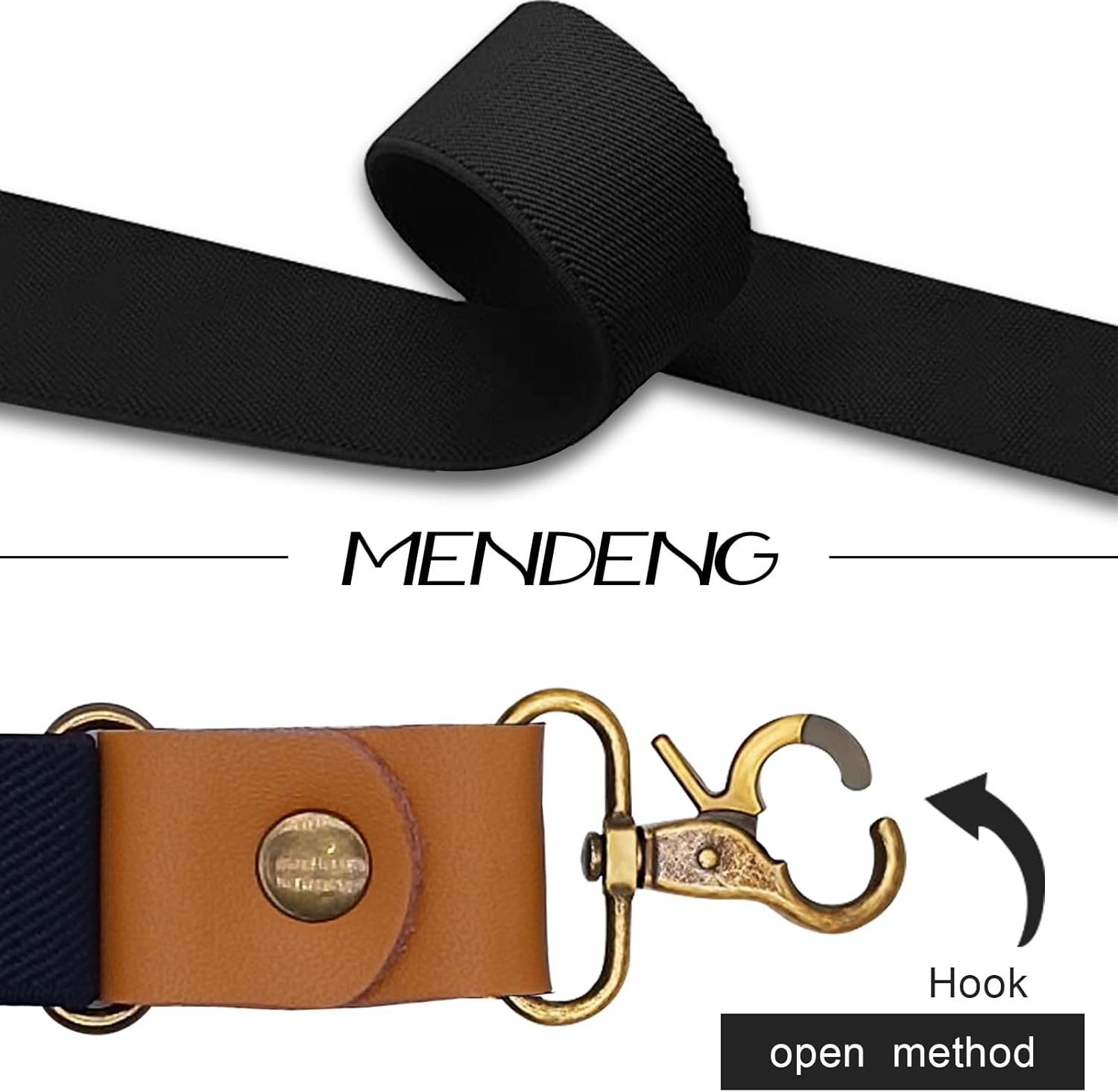 Alternative view of MENDENG Adjustable Suspenders for Men Bronze Metal Clips Braces with Leather